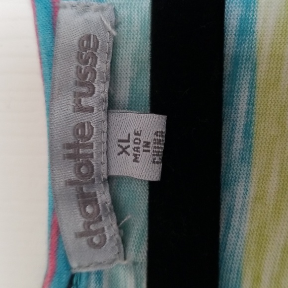 Charlotte Russe Teal Multicolored Stripped Plastic Sequined Tank - Picture 2 of 5
